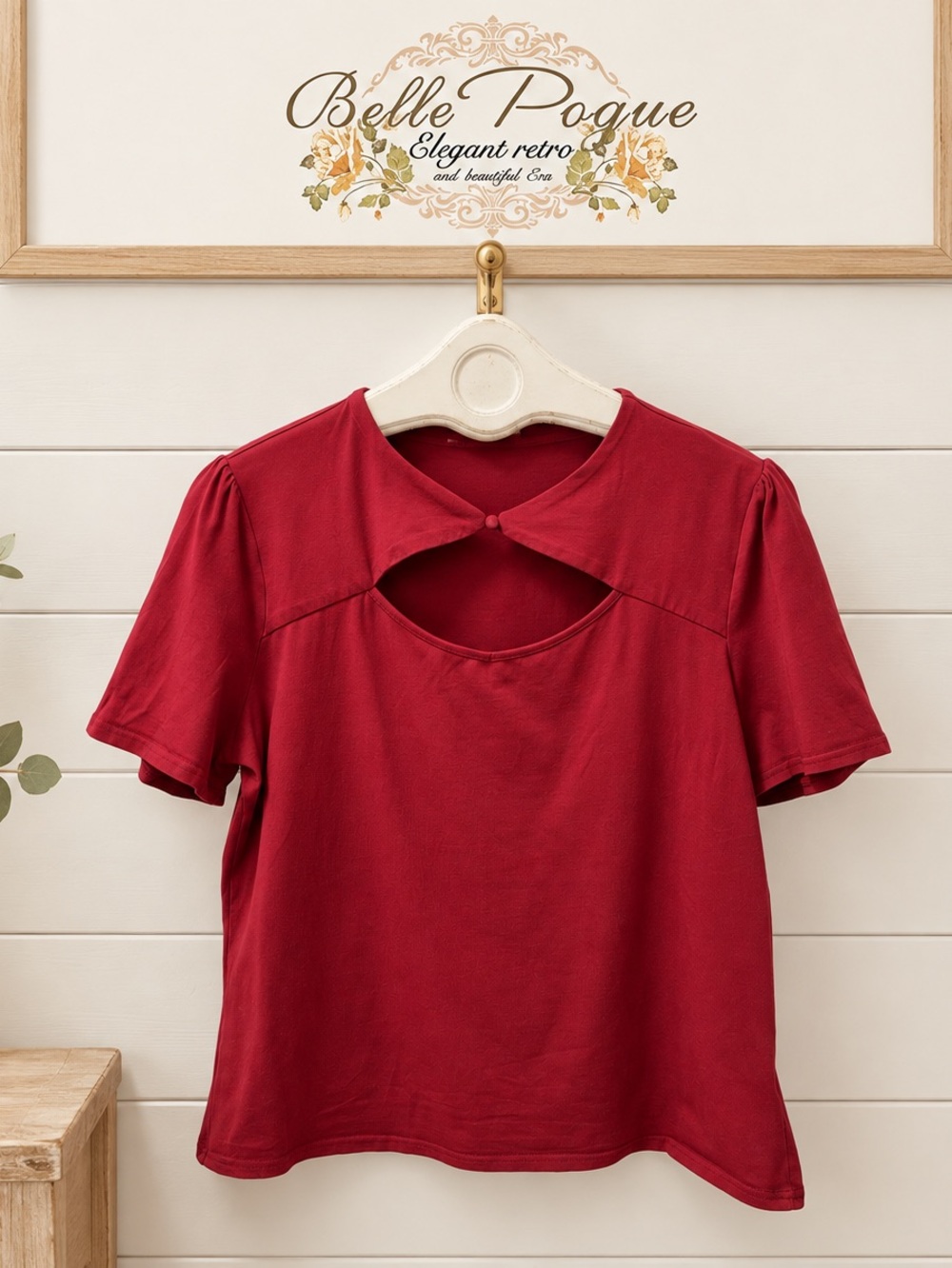 Belle Poque – Red Retro Keyhole Top – Size 2X